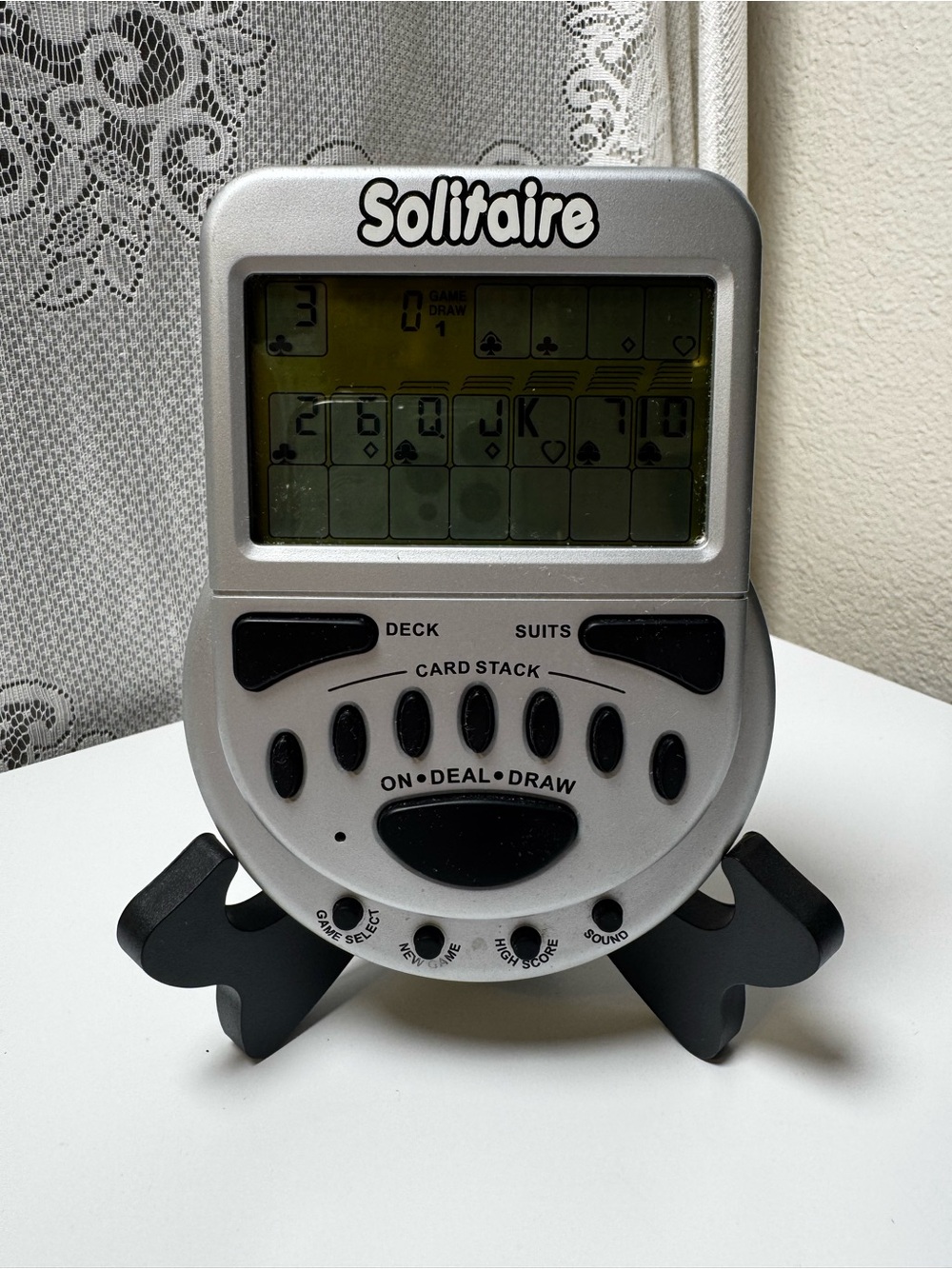 Vintage Handheld Electronic Solitaire Game Travel LCD Card Game Model 77703